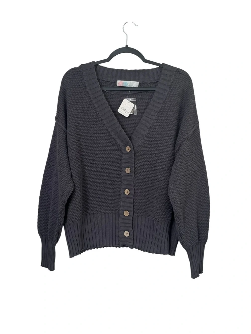 Free People FP Beach Hailee Cardigan
Oversized Waffle Knit Gray Button Front Sm - Picture 2 of 12